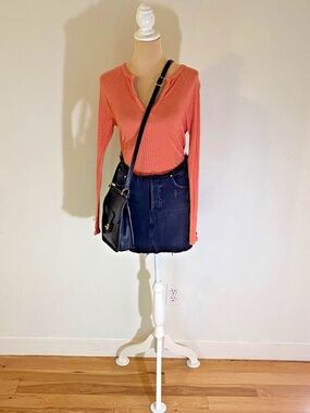 Mother The Split Varsity Long Sleeve Coral Tee Size Medium